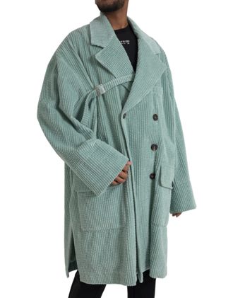 Dolce & Gabbana Mens Blue Double Breasted Corduroy Cotton Jacket Light Clothing