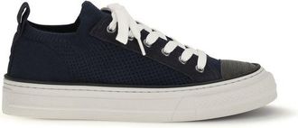 Brunello Cucinelli Blue Cotton Low Top Womens Sneakers