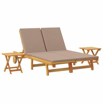 vidaXL Tumbona Con Coj&iacute;n Taup&eacute; Madera De Acacia S&oacute;lida Vidaxl