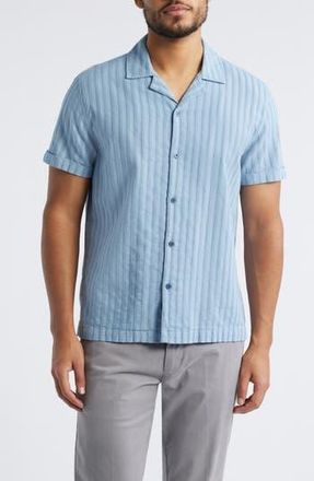Rails Sinclair Textured Stripe Cotton Camp Shirt in Faded Blue at Nordstrom Rack, Size Large