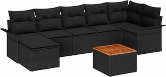 vidaXL Garden Sofa Set with Storage 8 pcs Black Poly Rattan vidaXL