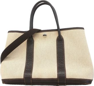 Herm&egrave;s Brown Toile H Tote Bag (Pre-Owned)