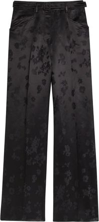 Gabriela Hearst Flared broek met bloemenprint en ceintuur - Zwart
