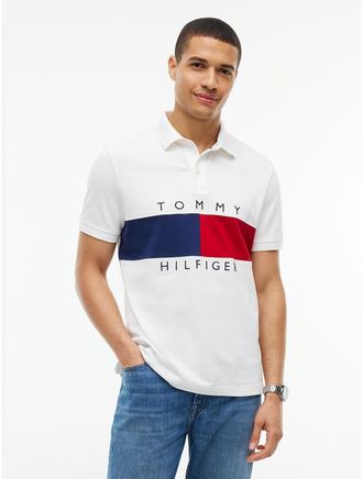 Tommy Hilfiger Mens Regular Fit Colorblock Flag Polo - White - XXXL