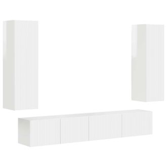 vidaXL Conjunto De Mueble De Tv 3 Pcs Brillante Madera De Ingenier&iacute;a Vidaxl