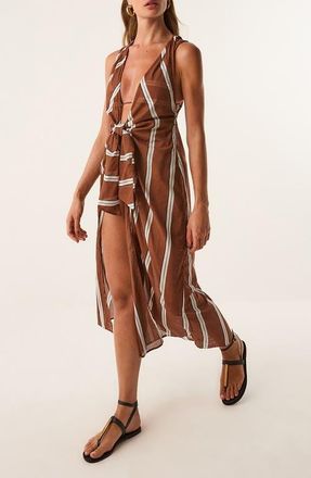 Vix Mita Long Cover-Up Dress in Brown Multi at Nordstrom, Size X-Large