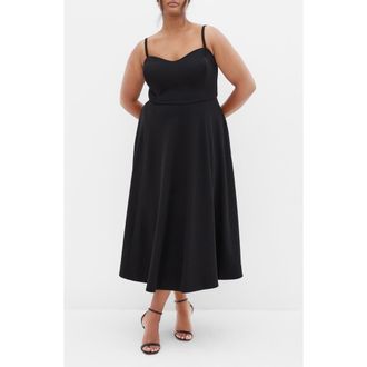 City Chic Bailee Sweetheart Neck Midi Dress in Black at Nordstrom, Size Xxl
