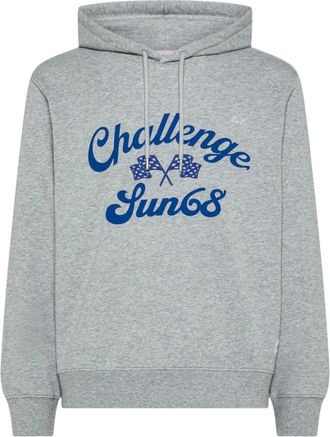Sun 68 Sudadera con Capucha de Algod&oacute;n con Estampado - Sweatshirts & Hoodies - Hombre - Gris - XL
