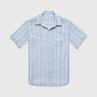 Surfside Supply Co. Joey Stripe Cabana Shirt in Cendre Blue at Nordstrom, Size X-Large
