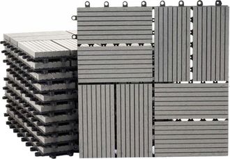 Hhg Piastrelle Premio pavimentazione da esterno Rhone T831 wpc 30x30cm 11 pezzi 1mq grigio quadrati