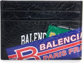 Balenciaga Cash Arena Leather Card Holder in 1084 Black/multicolor at Nordstrom