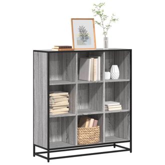 Berkfield Home Bookcase Grey Sonoma 97.5x33x107.5 cm Engineered Wood & Metal