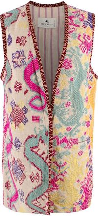 Etro Multicolour Pattern Embroidered Longline Vest Size S