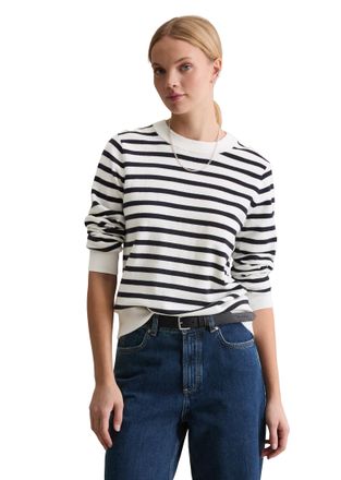 Marc O'Polo Denim Rundhalspullover MARC OPOLO DENIM regular fit aus Soft Cotton Stretch, Damen, Gr. XS, dunkelblau, Strick, Obermaterial: 58% Baumwolle, 25% Polyamid, 1