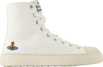 Vivienne Westwood Plimsoll High-Top Sneakers - Dames - Sneakers - Wit - 37 EU - Katoen - Schoenen