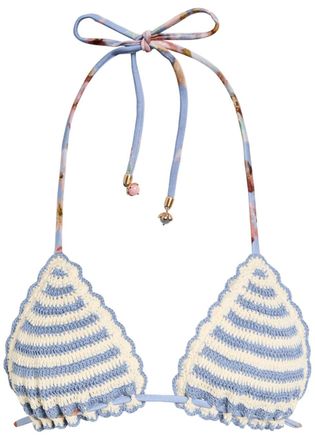 Zimmermann Awaken Striped Crochet Cotton Bikini top - Blue - 3 (UK 14 / L)