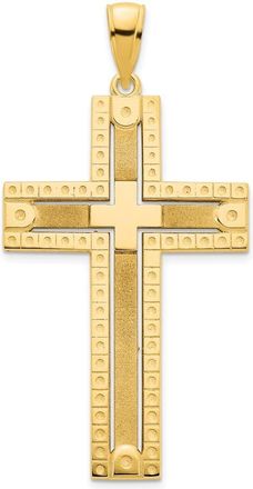 Diamond2Deal 14k Yellow Gold Fancy Sandblasted Cross Pendant