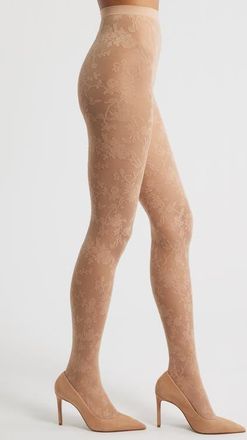 Wolford Floral Tights in Almond at Nordstrom, Size X-Small