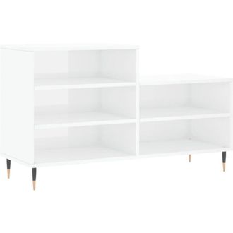 vidaXL Vidaxl - Mueble Zapatero Madera Contrachapada Blanco Brillo 102x36x60 Cm