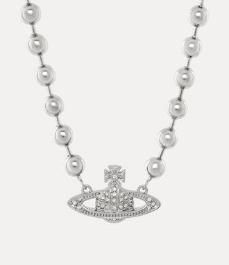 Vivienne Westwood Man. Thames Mini Bas Relief Necklace Silver Cubic Zirconia Men