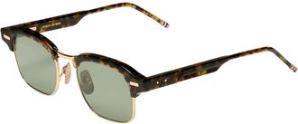 Thom Browne Acetaat en titanium vierkante zonnebril - unisex - Zonnebrillen - Bruin - 49 MM - Accessoires