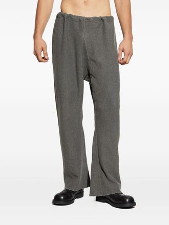 Maison Margiela elastic-waist frayed-hem trousers - men - Cotton - 46 - Grey