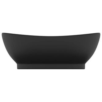 Berkfield Home Luxury Basin Overflow Oval Matt Black 58.5x39 cm Ceramic