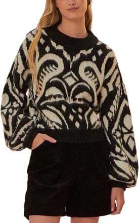 Farm Rio Farm Rio Wool-Blend Ikat Knit Sweater