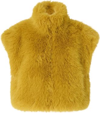 Pinko Plush Boxy Gilet in Rich Golden-Hued Fabric