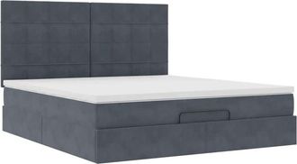 vidaXL Vidaxl - Ottoman Bed with Mattresses Dark Grey 180x200cm Velvet