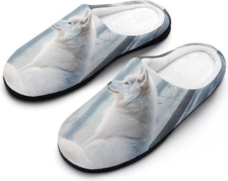 Generic Cool Wolf Majestic Forests Womens Slippers Warm House Slippers Indoor House Shoes with Anti-Skid Rubber Sole
