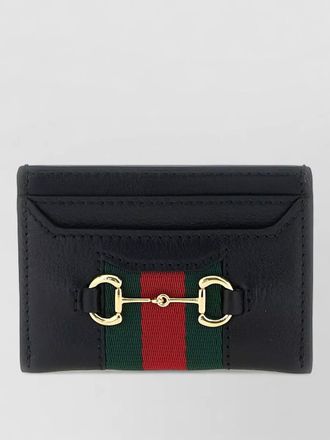 Gucci horsebit web stripe leather card holder