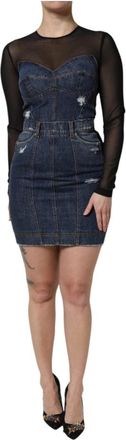 Dolce & Gabbana Denim Mini Jurk - Dames - Korte kleedjes - Blauw - S - Denim - Kleedjes