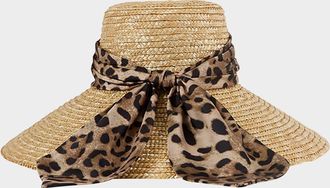 Eugenia Kim Mirabel Animal-Print Bow Straw Hat