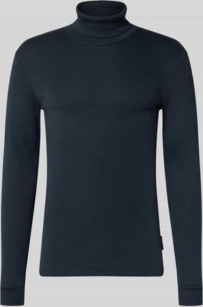 Marc O'Polo Shaped Fit Langarmshirt aus reiner Baumwolle mit Rollkragen in Marine, Größe XXL