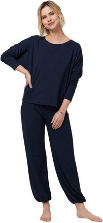 The Cats Pajamas Pima Knit Holiday Pullover Set in Classic Midnight at Nordstrom, Size X-Small