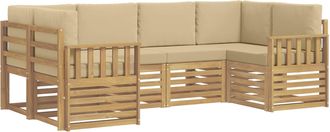 vidaXL Conjunto De Sof&aacute;s De Exterior 6 Uds. Blanco Y Beige Poli&eacute;ster Vidaxl
