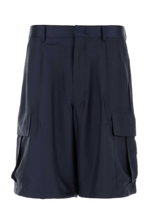 Prada Dark Blue Silk Bermuda Shorts