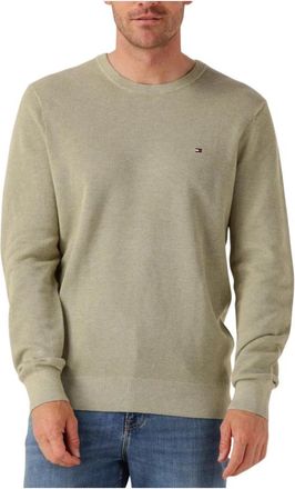 Tommy Hilfiger Groene Crew Neck Sweater Essential Structure - Heren - Ronde hals truien - Groen - XL - Truien & Vesten