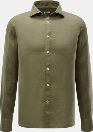 Braun Hamburg Men - Linen shirt shark collar olive