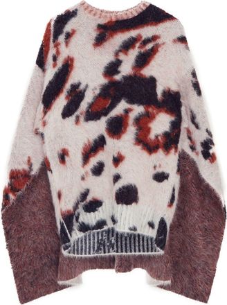 Stella McCartney Appaloosa Pony patterned-jacquard cape jumper - women - Alpaca Wool/Wool - M - Neutrals