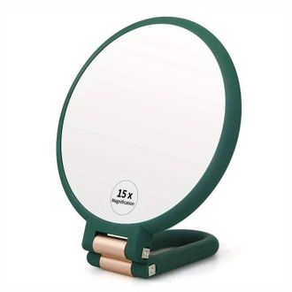 OEM Espejo De Mano Con Aumento De 15x - Espejo Plegable De Doble Cara Con Mango Ajustable - Perfecto Para Maquillarse Durante Los Viajes - Crezuo