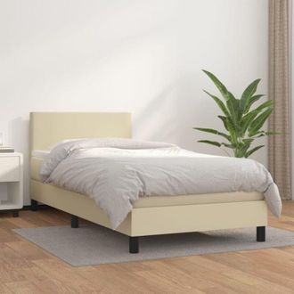 vidaXL Vidaxl - Cama Box Spring Con Colch&oacute;n Cuero Sint&eacute;tico Crema 100x200 Cm