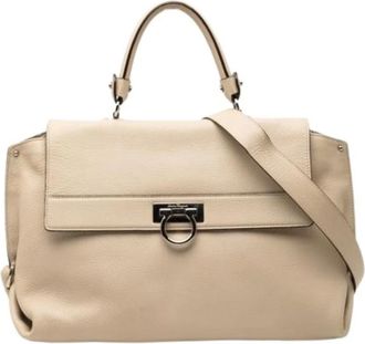 Ferragamo Pre-owned Handbags, female, Beige, Size: ONE SIZE Pre-owned Shoulder Bag