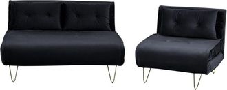 Beliani Living Room Set 3 Seater VESTFOLD Velvet Black