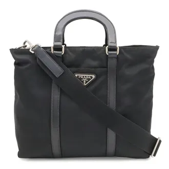 Prada Black Blue Nero Nylon Handbag Shoulder Bag Tote Bag (Pre-Owned)