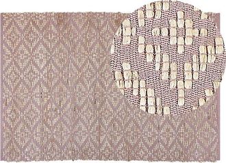 Beliani Beliani - Area Rug Pink and Beige Rustic Cotton Jute Rectangular 140 x 200 cm Gerze