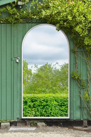 MirrorOutlet White Framed Arched Garden Wall Mirror 71 X 35 (180CM X 90CM) | Size: 1 Pack