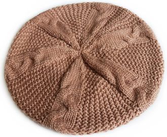 Generic Marker Womens Lady Knitted Wool Beret Braided Baggy Beanie Crochet Hat Winter Ski Knitted Cap Ski Helmet Accessories, coffee, One Size