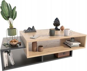 OEM Tavolino Sara, Rovere Artigianale/nero, Per Il Soggiorno, Tavolino, Soggiorno, Ufficio, Mk